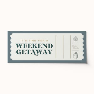 Custom Weekend Getaway Ticket Voucher  •  Surprise Trip Activity  •  BEST SELLER  •  Custom Gift Voucher  •  Editable PDF • Coupon