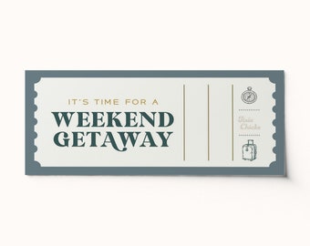 Ticketvoucher voor weekendje weg • Verrassingsreis (bewerkbare pdf)