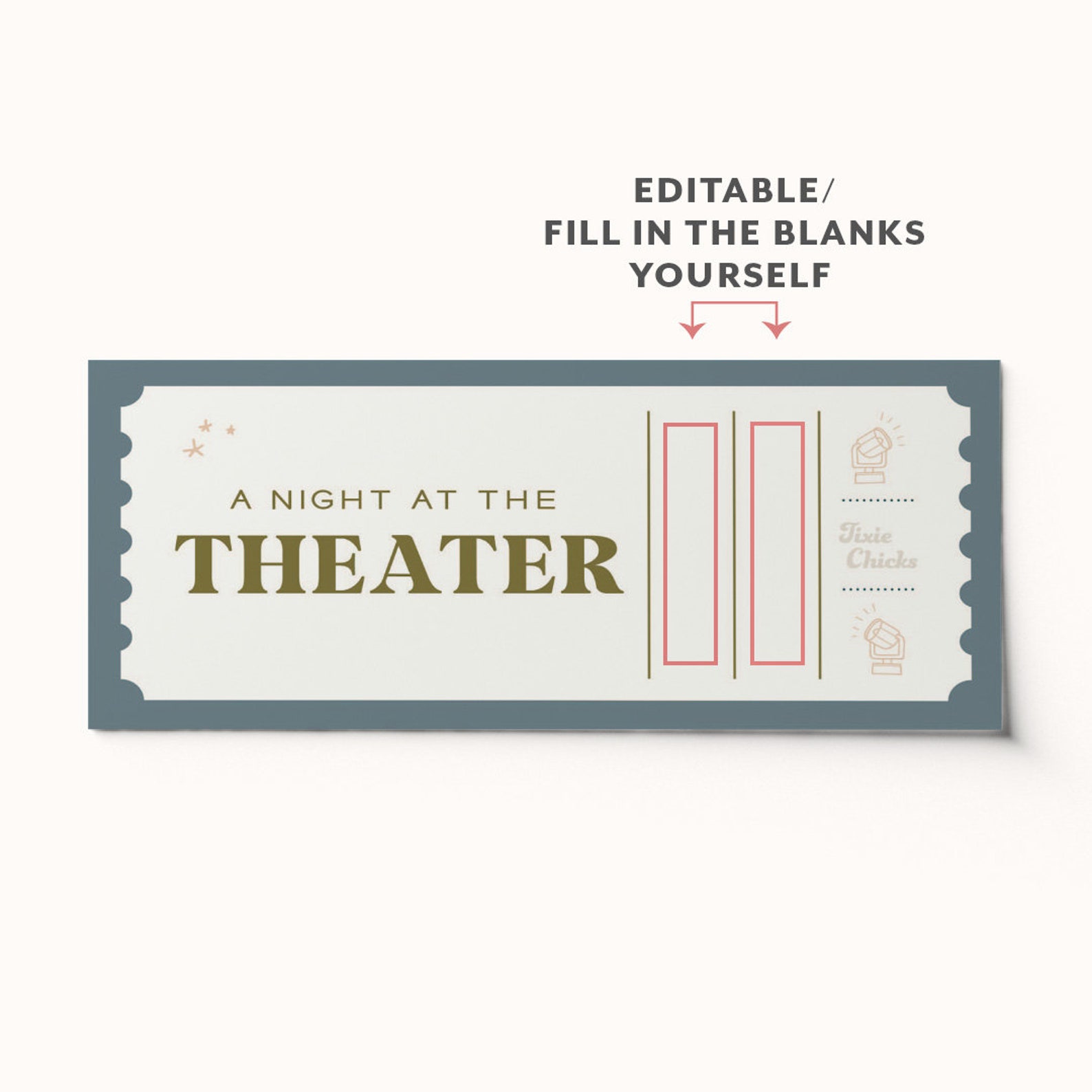 Custom Theater Ticket Voucher Surprise Gift Activity BEST SELLER Custom