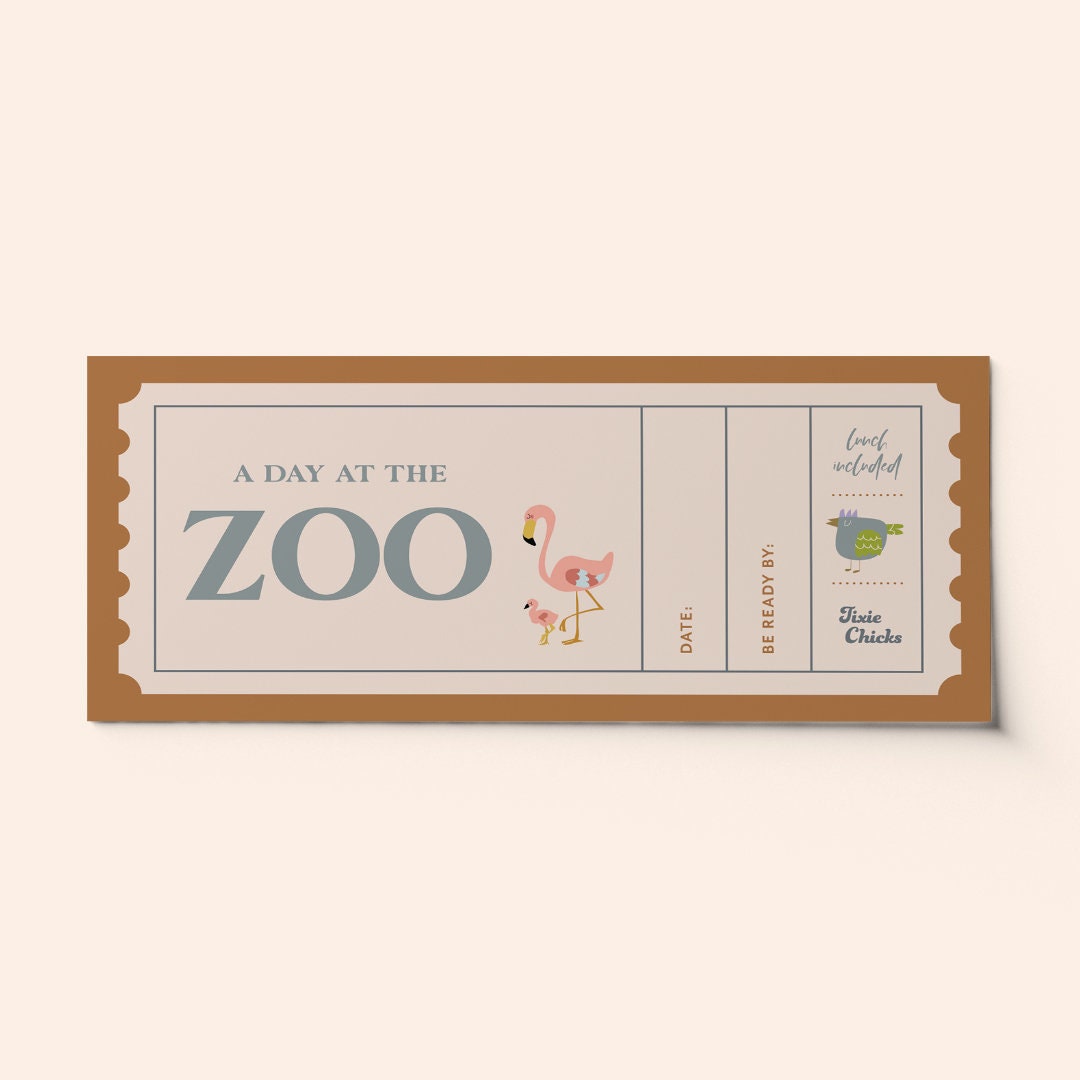 Custom Zoo Ticket Voucher Surprise Trip Activity BEST Etsy Australia