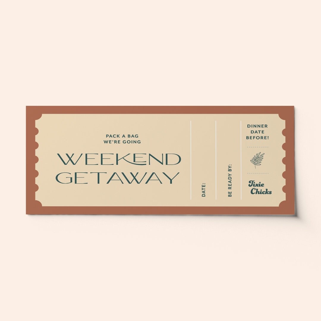 Custom Weekend Getaway Ticket Voucher Surprise Trip Activity Etsy UK