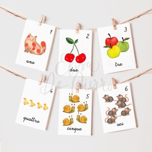 Flashcards I numeri - Dipinte a mano - Ispirazione montessoriana