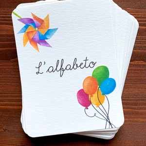 Flashcards Alfabeto italiano - Dipinte e scritte a mano - Ispirazione montessoriana