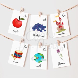 Flashcards Alfabeto inglese - Dipinte a mano - Ispirazione montessoriana