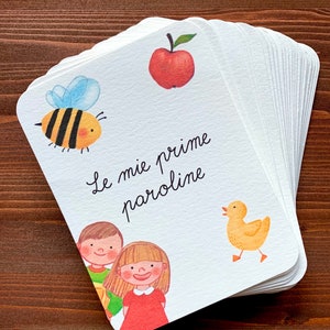 Le mie prime paroline - Flashcards dipinte e scritte a mano - Ispirazione montessoriana