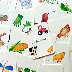 La fattoria - Flashcards dipinte e scritte a mano - Ispirazione montessoriana