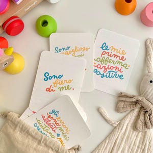 Flashcards Le mie prime Afferma-Azioni Positive - Dipinte a mano - Ispirazione montessoriana
