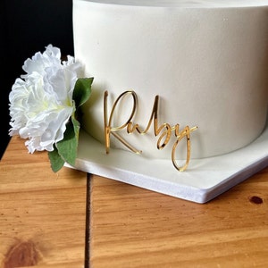 10cm Acrylic Name Sheet Cake Charm  | Palm Font | Decorative Cake Sign | Cupcake Topper | Personalised Decorations