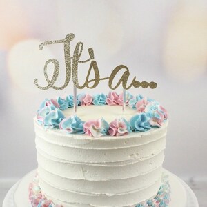 It’s a...Gender Reveal Cake Topper | Cardstock | Glitter Card | Mirror Card image 1
