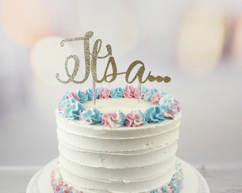 It’s a...Gender Reveal Cake Topper | Cardstock | Glitter Card | Mirror Card image 1
