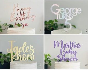 Personalised Cardstock Cake Topper: Custom Message, Wedding, Party