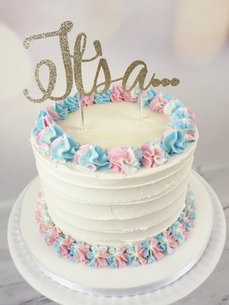 It’s a...Gender Reveal Cake Topper | Cardstock | Glitter Card | Mirror Card image 2