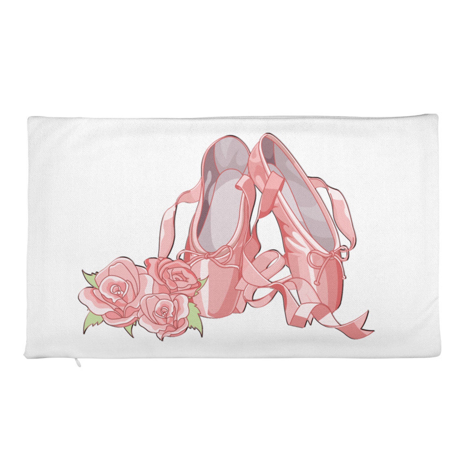 ballet pointe shoes and roses rectangular pillow case