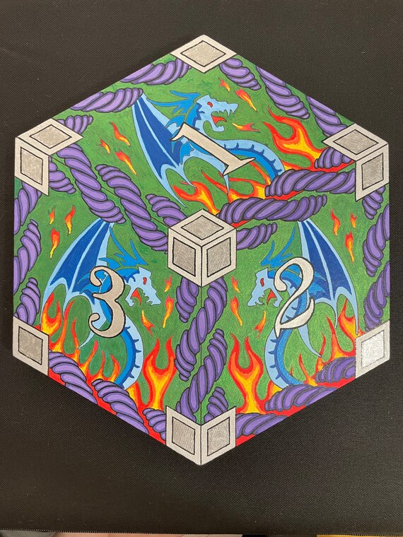 Dungeons and Dragons Rope Dragon Dice Hexagon Canvas 6 Etsy