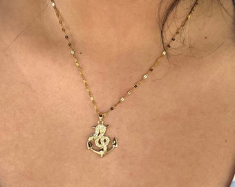Steel Gold Filled Anchor Necklace, Nautical Jewelry, Sail Pendant Necklace, Dainty Nautical Necklace Gift, Christmas Gift for Girlfriend