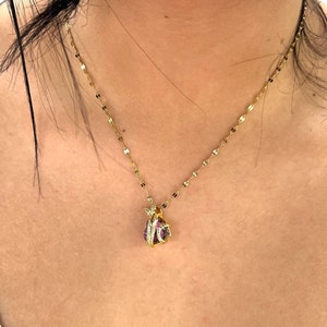 Stainless Steel Heart Necklace, Purple Gemstone Necklace, Gift for Girlfriend, Summer Jewelry, Gift for Her, Crystal Jewelry, Gift for Wife