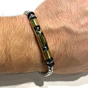 Steel Chain Bracelet for Men, Men Steel Jewelry, Beaded Chain Bracelet for Him, Father&#39;s Day Gift, Chain Wristband, Men&#39;s Gift for Christmas