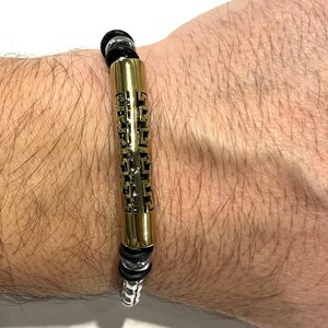 Steel Chain Bracelet for Men, Men Beaded Jewelry, Beaded Chain Bracelet for Him, Father&#39;s Day Gift, Metal Bracelet, Men&#39;s Gift for Christmas