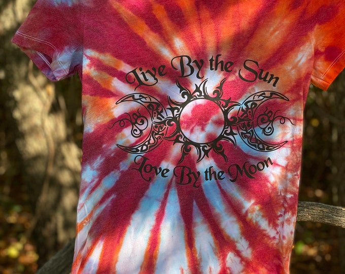 Orange/red/blue Ice tie dyed T-shirt, unique, graduation gift, fast shipping, handmade, size medium