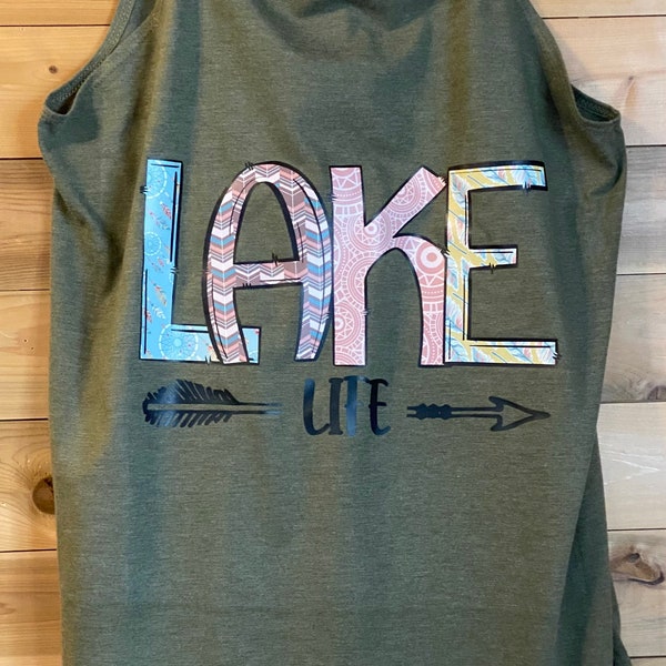 Rocker Tank Top, Brand District Tank, 50/50 Blend, Lake Life