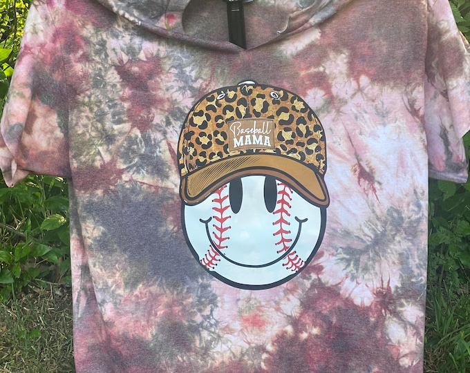 Ice tie-dyed, women’s T-shirt, 50-50 blend, baseball mom, mom sports, trending clothing, leopard lover’s T-shirt, very soft, light weight