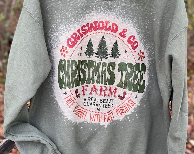 Funny Christmas Sweatshirt,  soft sweatshirts, green sweatshirts, squirrels in tree