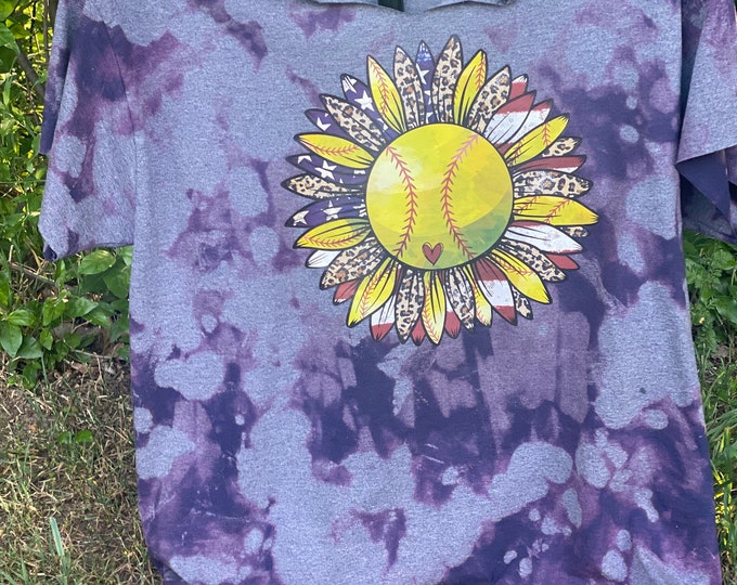 Softball T-shirt, Baseball T-shirt, Bleached 50/50 Blend T-shirt, sports shirt , gamer shirt, trending softball/ baseball mom shirt