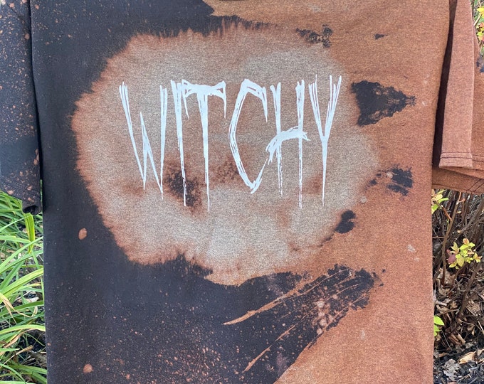 Witchy Bleached t-shirt Handmade, Bleached t-shirt or sweatshirt, Halloween shirt,