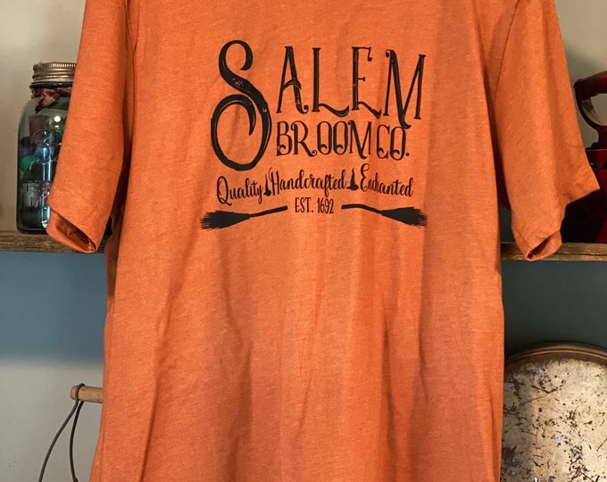 Salem Broom Company  t-shirt or sweatshirt 50/50 Blend, Handmade, Halloween t-shirt or sweatshirt, Halloween, Fast shipping