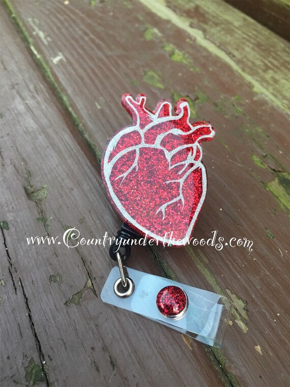 Heart Drip ID Badge Reel Holder Clip Holder Retractable Nurse Cute RN Medical
