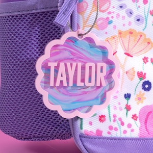 Personalized Name Tag, Glitter Keychain, Lunch Bag Tag, Diaper Bag Tag, Backpack Name Keychain for Kids, Custom Keychain, School Bag Tag
