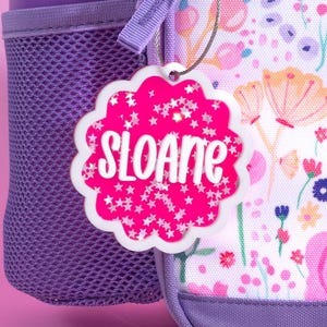 Glitter Keychain for Girls, Lunch Bag Tag, Backpack Name Keychain for Kids, Custom Keychain, School Bag Tag, Personalized Name Tag