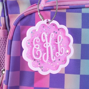 Glitter Keychain, Lunch Bag Tags, Diaper Bag Tag, Backpack Name Keychain for Kids,  Custom Keychain, School Bag Name Tag, Bogg Bag Tag