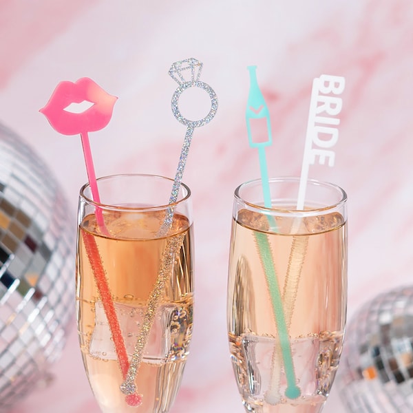 Engagement Party Swizzle Sticks - Bridal Shower Drink Stirrers - Bachelorette Beverage Mixers - Party Decor - Acrylic Laser Cut - Gift Bride