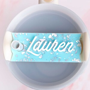 Custom Tumbler Name Tag 30 or 40 oz, Glitter Name Topper, Personalized Tumbler Decoration, Acrylic Name Plate