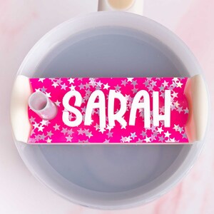 Custom Tumbler Name Tag 30 or 40 oz, Glitter Name Topper, Personalized Tumbler Decoration, Acrylic Name Plate