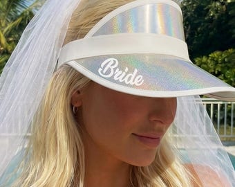 Holographic Sun Visors, Bachelorette Party, Custom Bridesmaid, Beach Pool Pickleball Hat