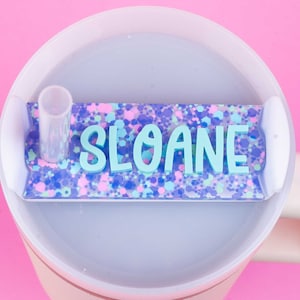 Custom Tumbler Name Tag 30 or 40 oz , Glitter Name Topper, Personalized Tumbler Decoration, Acrylic Name Plate