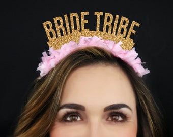 Bachelorette Party Crowns - Bride Tribe Headband with confetti fringe - Headpiece - Bridal Party Gifts - Wedding - Photo Prop - Party Favor