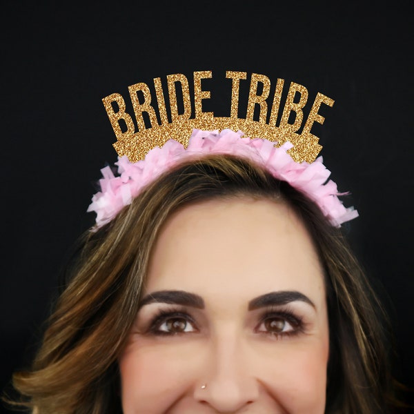 Bachelorette Party Crowns - Bride Tribe Headband with confetti fringe - Headpiece - Bridal Party Gifts - Wedding - Photo Prop - Party Favor