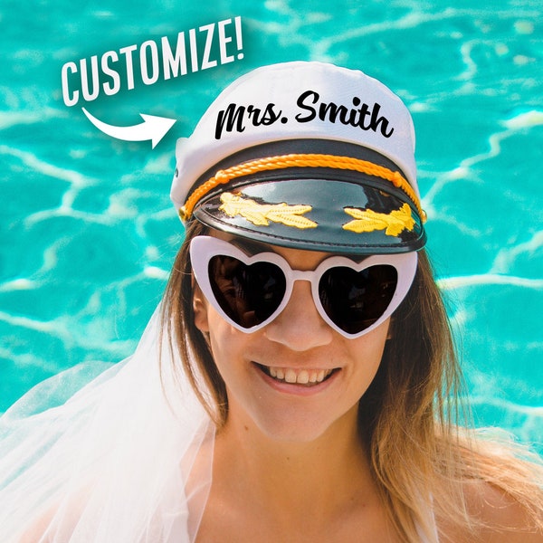 Bride Captain Hat - Nautical Bachelorette Bride Veil - Future Mrs. Hat - Nauti Bride - Personalized Hat