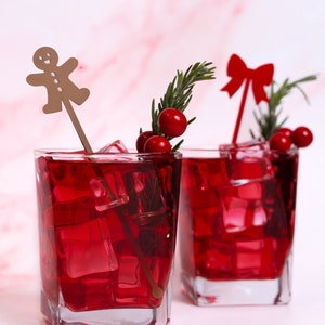 Christmas  Swizzle Sticks, Holiday Beverage Mixers, Xmas Drink Stirrers, Santa Party Decor, Acrylic Laser Cut Barware, Hostess Gift
