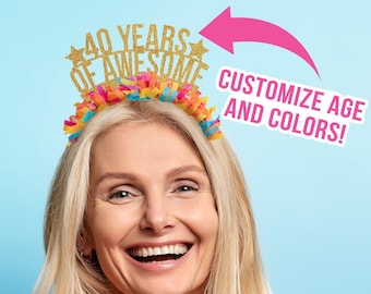 40th Birthday Crown, 40th Birthday Tiara, 40th Birthday Gift for Women, Funny 40th Birthday Decorations, Custom Party Crown, Over the Hill