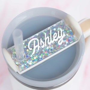 Custom Tumbler Name Tag 30 or 40 oz, Glitter Name Topper, Personalized Tumbler Decoration, Acrylic Name Plate