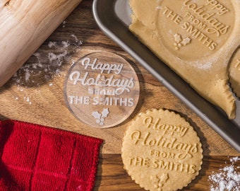 Custom Cookie Stamp - Holiday Baking Stamp - Family Name Stamp - Christmas Cookie Cutter - Acrylic Cookie Press