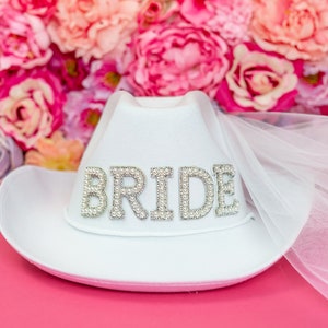 White Bride Cowgirl Hat, Nashville Bachelorette Cowboy Hat, Bride's Last Ride, Country Western Hat, Austin, Texas, Scottsdale