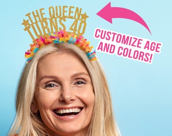 40th Birthday Crown, 40th Birthday Tiara, 40th Birthday Gift for Women, Funny 40th Birthday Decorations, Custom Party Crown, Over the Hill