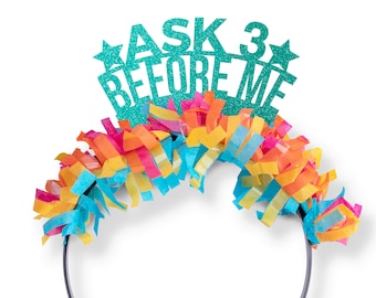 Ask 3 Before Me Party Crown - Teacher Prop - Remote Learning Headband for Teacher - Back to School - Homeschool - Elementary