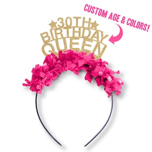 30th Queen Birthday Tiara, 30th Birthday Party Crown, 30th Gift For Her, Party Hat For Women, Party Decor, Dirty Thirty