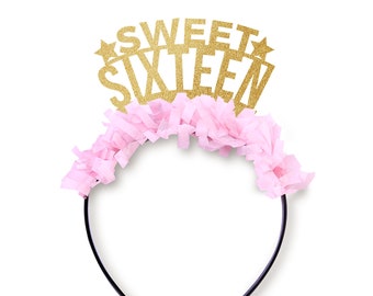 Sweet Sixteen Birthday Tiara - 16th Birthday Party Crown - Party Favors -  Party Hat - Party Decor - Party Headband